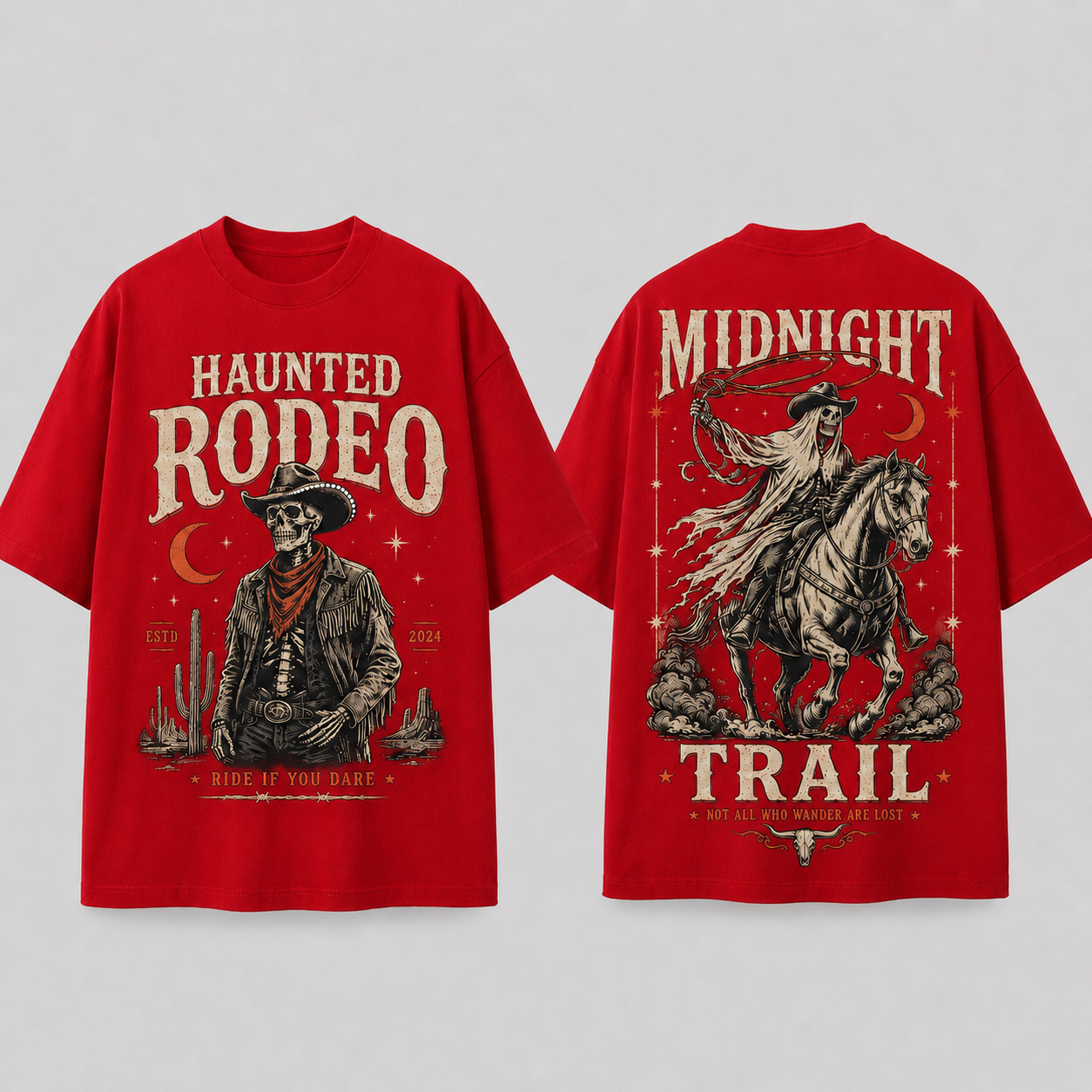 Western Gothic Graphic T-Shirt 230G Heavy Cotton Tee with Handmade Rhinestone Detail