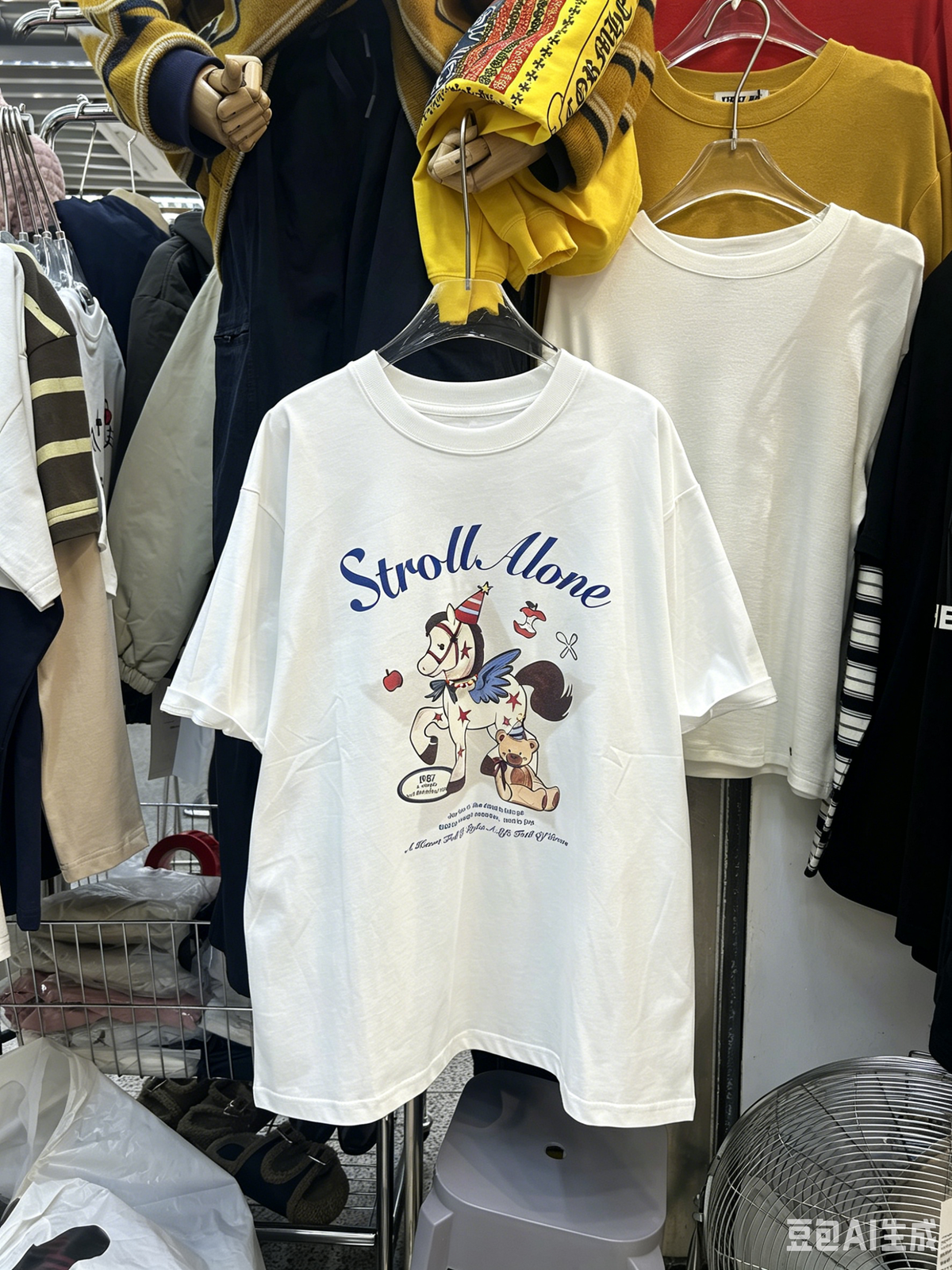 A247 - 🐴✨ Stroll Alone 3D Necklace Pony Graphic Oversized T-Shirt