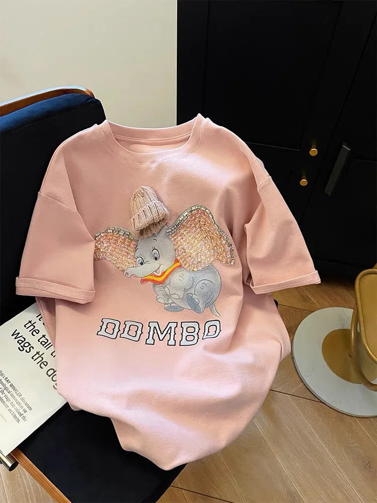 VINESU Sparkly Little Elephant Takes the Stage, the Eye - Catching Secret of Cute T - shirt