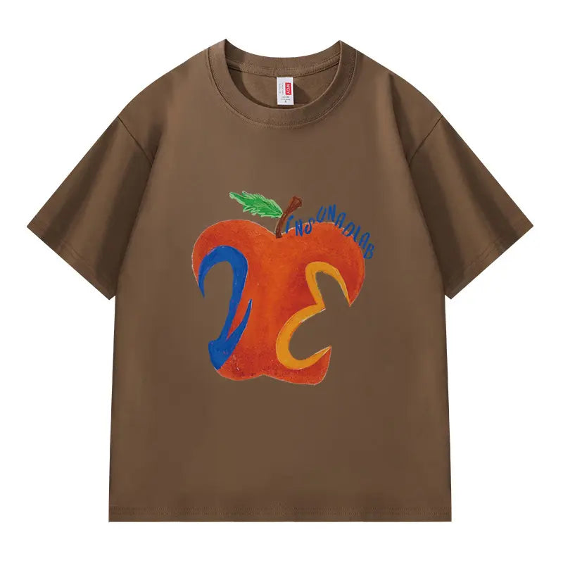 VINESU Apple Art T-shirts : Vintage Abstract Strokes, Colliding with Trendy Daily Looks