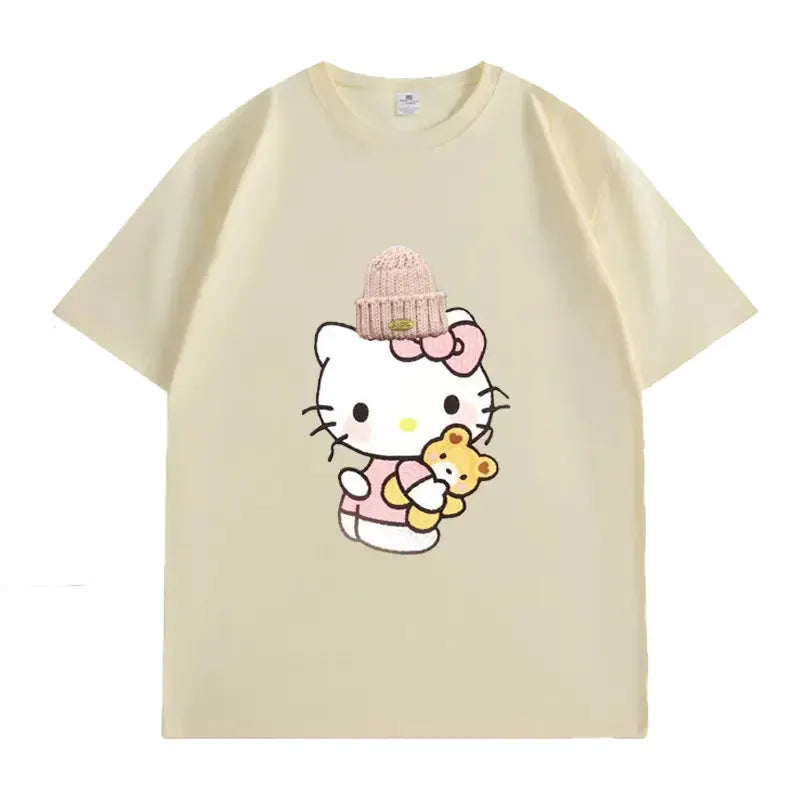VINESU Heart - Melting! Hello Kitty T - shirt with Knitted Hat and Teddy Bear