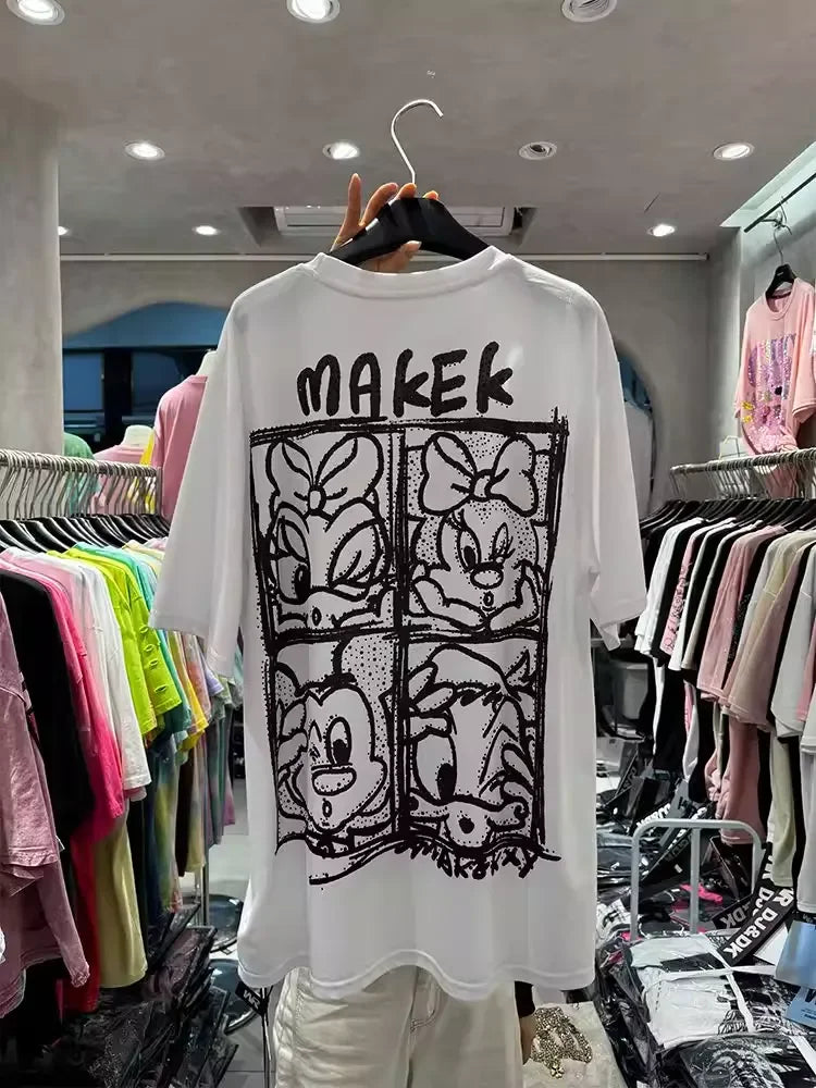 A112 - Premium Texture: Streetwear Aesthetic with Full Rhinestone Craft | Mickey & Friends Vintage Quad-Panel Oversized Tee