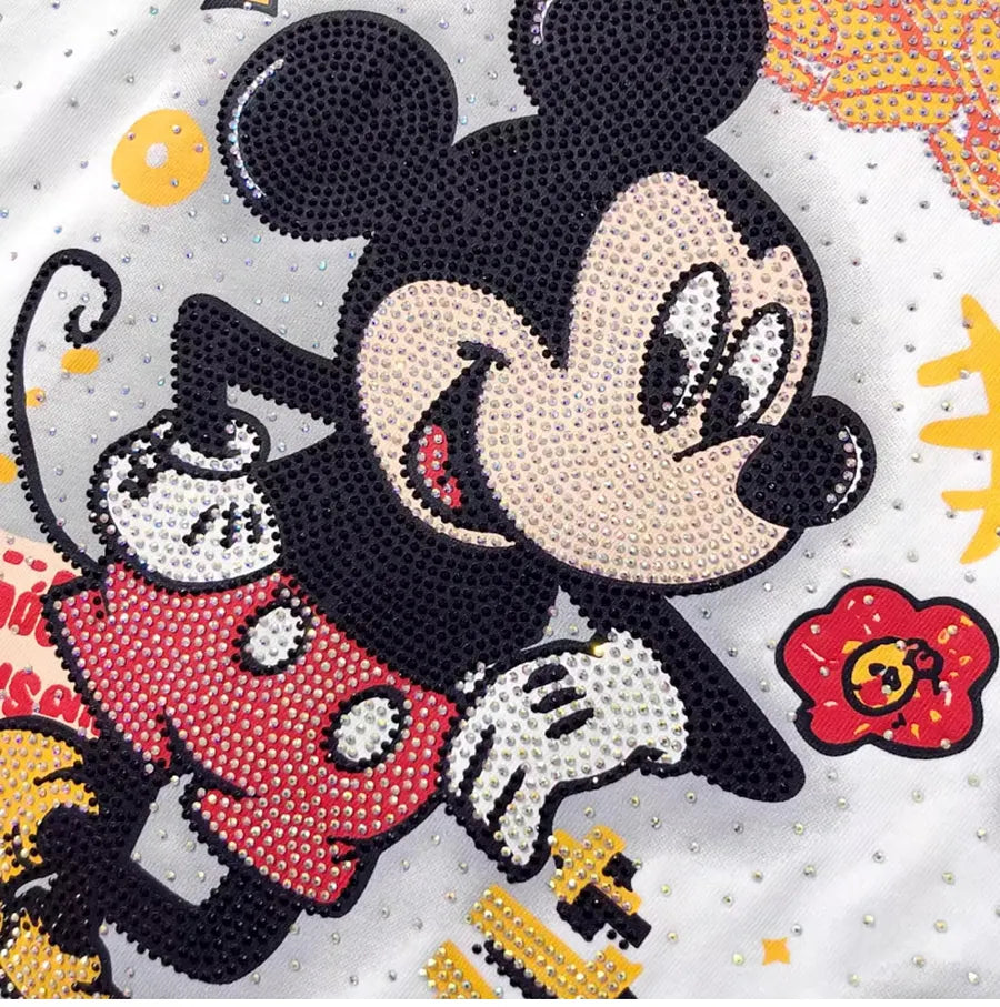 VINESU A09 - Lucky Fortune Mouse Oversized Tee with Custom Rhinestones
