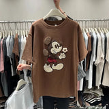 Vintage Mickey Embroidered Oversized Cotton T-Shirt