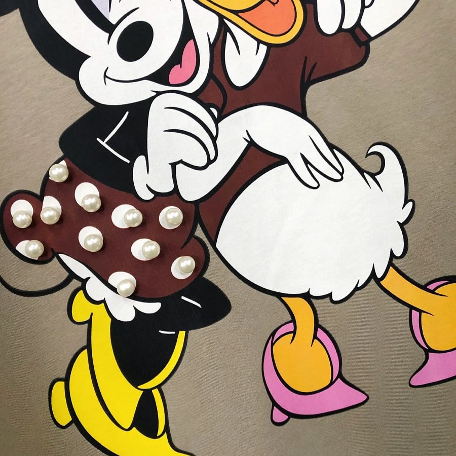 VINESU Minnie & Daisy Duck T-Shirt - Pearl/Rhinestone Details