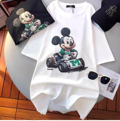 A142 - Vintage Sketch Mickey Mouse Go-Kart Graphic T-Shirt - Premium Heavyweight 100% Cotton (220g) - Retro Racing Style Tee