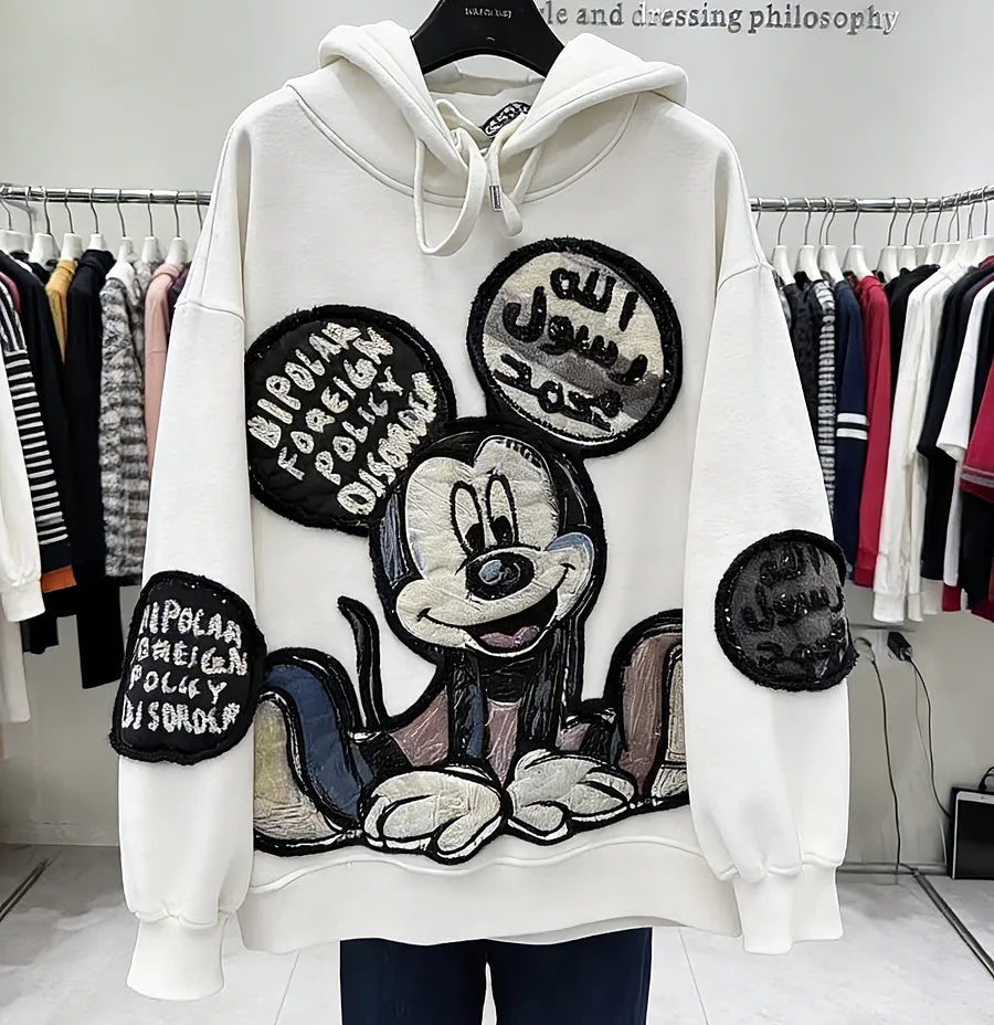 VINESU Y290 🔥2026 New Drop: Mickey Heavy-Detail Washed Vintage Hoodie