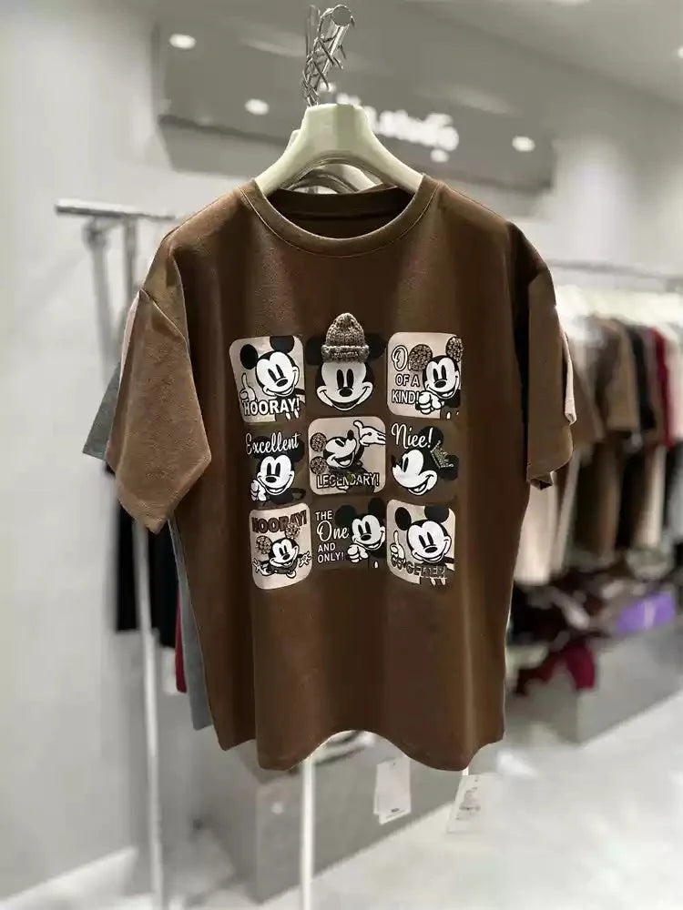 VINESU Nine-grid Heavy Three-dimensional Pattern T-shirt