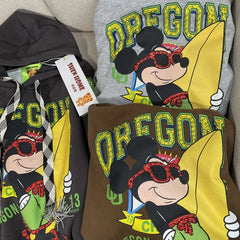 VINESU Street Style MK-Inspired Graphic Hoodie - Oregon Surf Print White Oversized Hoodie