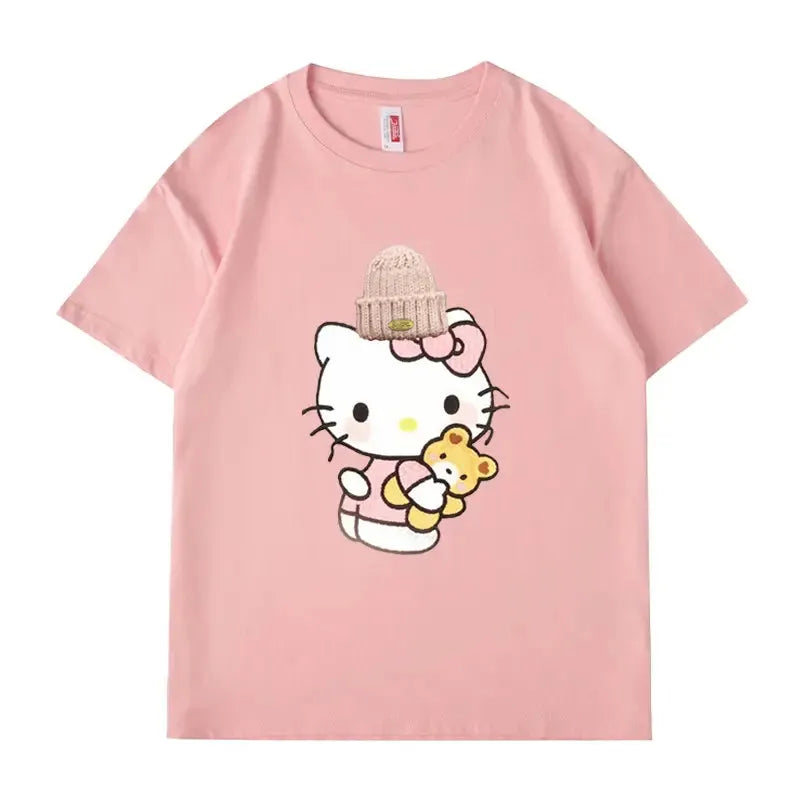 VINESU Heart - Melting! Hello Kitty T - shirt with Knitted Hat and Teddy Bear