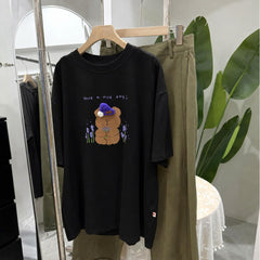 Handmade Teddy Bear Tee – 3D Knit Hat & Beaded Cotton T-Shirt