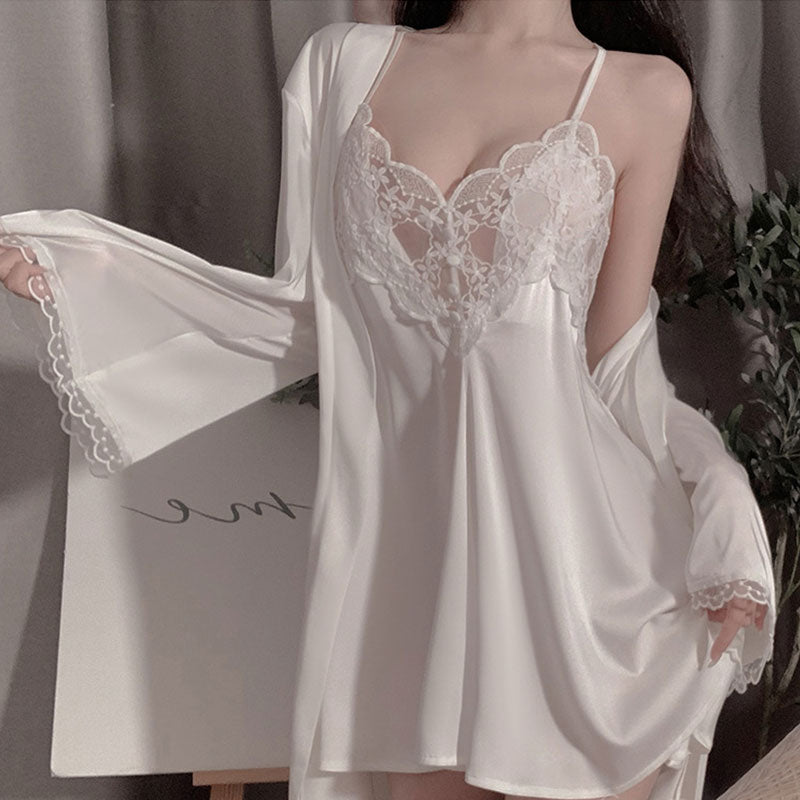 P-14 Lace Embroidery Silk Nightwear Lingerie