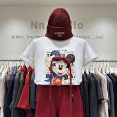 VINESU 100% Cotton Tee - 3D Exquisite Ornament - Vintage Retro Cartoon Top