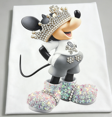 Mickey Crown Heavy Craft Crystal Embellished Tee