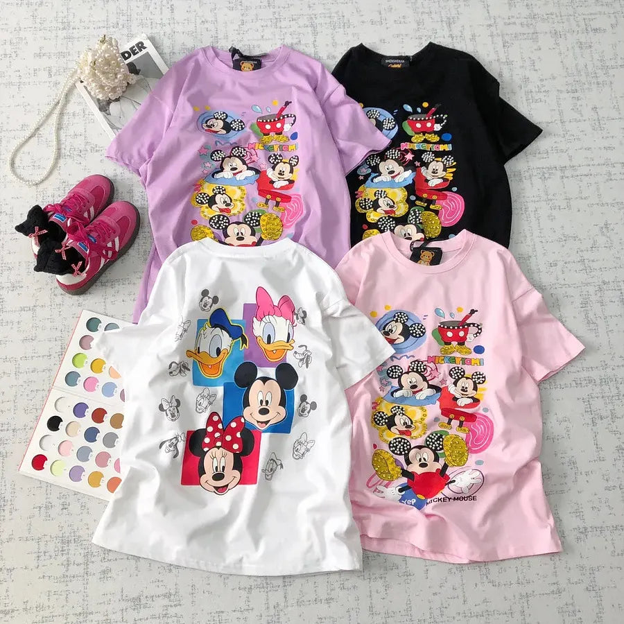 VINESU MKT06 - Y2K Retro Cartoon Gang Double-Sided Embellished Tee