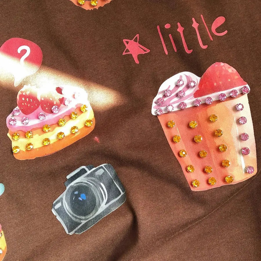 VINESU A17 - "Sweet" Bear Hand-Embellished T-Shirt