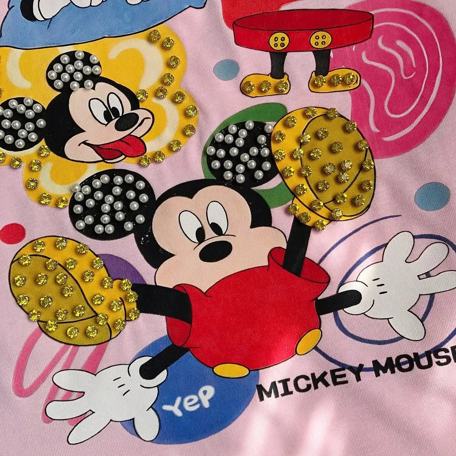 VINESU MKT06 - Y2K Retro Cartoon Gang Double-Sided Embellished Tee