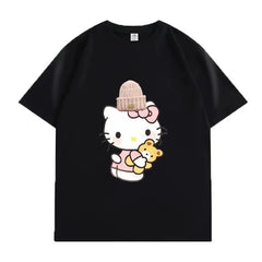 VINESU Heart - Melting! Hello Kitty T - shirt with Knitted Hat and Teddy Bear