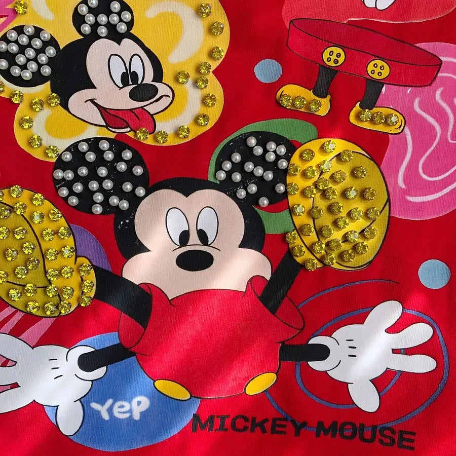 VINESU MKT06 - Y2K Retro Cartoon Gang Double-Sided Embellished Tee