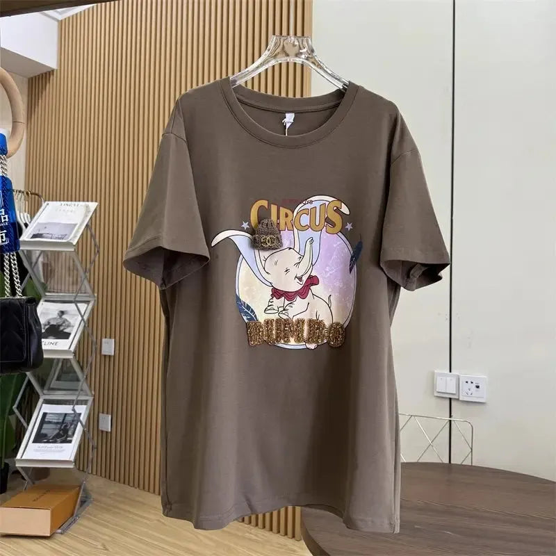 VINESU Cuteness Boosted! Dumbo T-Shirt with Knitted Hat & Rhinestones
