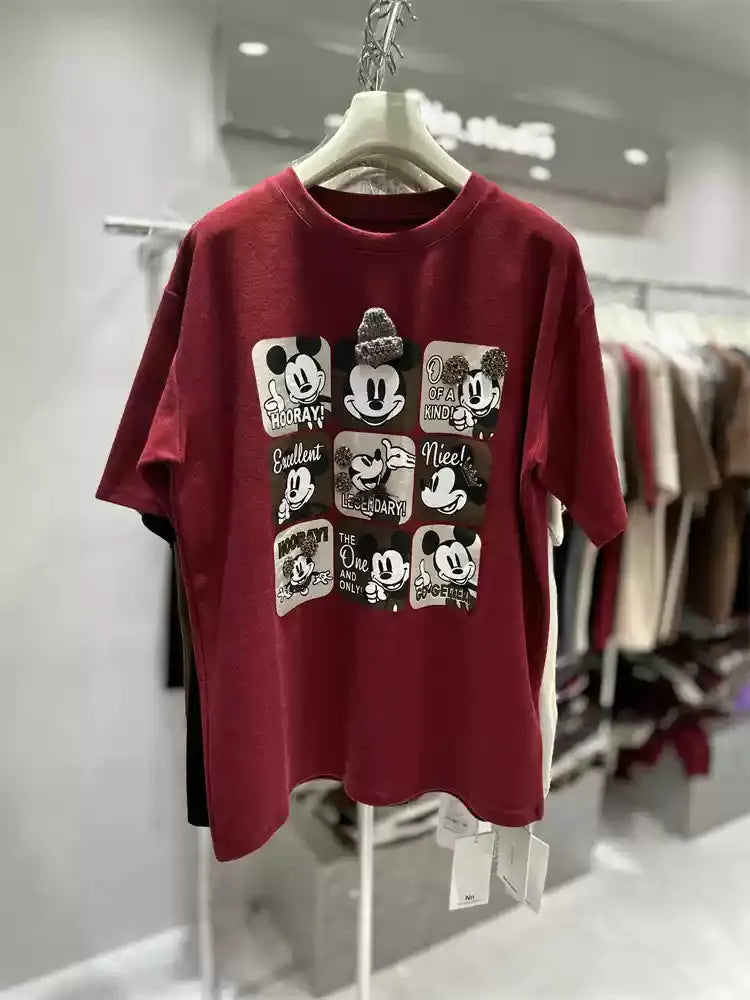 VINESU Nine-grid Heavy Three-dimensional Pattern T-shirt