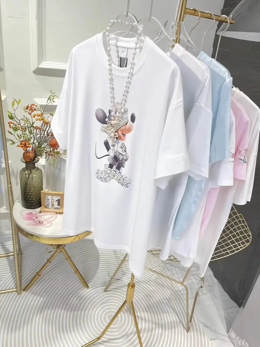 Mickey Crown Heavy Craft Crystal Embellished Tee