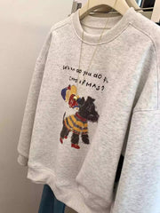 VINESU A41 Oversized Vintage Dog Christmas Sweatshirt