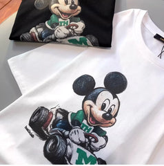 A142 - Vintage Sketch Mickey Mouse Go-Kart Graphic T-Shirt - Premium Heavyweight 100% Cotton (220g) - Retro Racing Style Tee