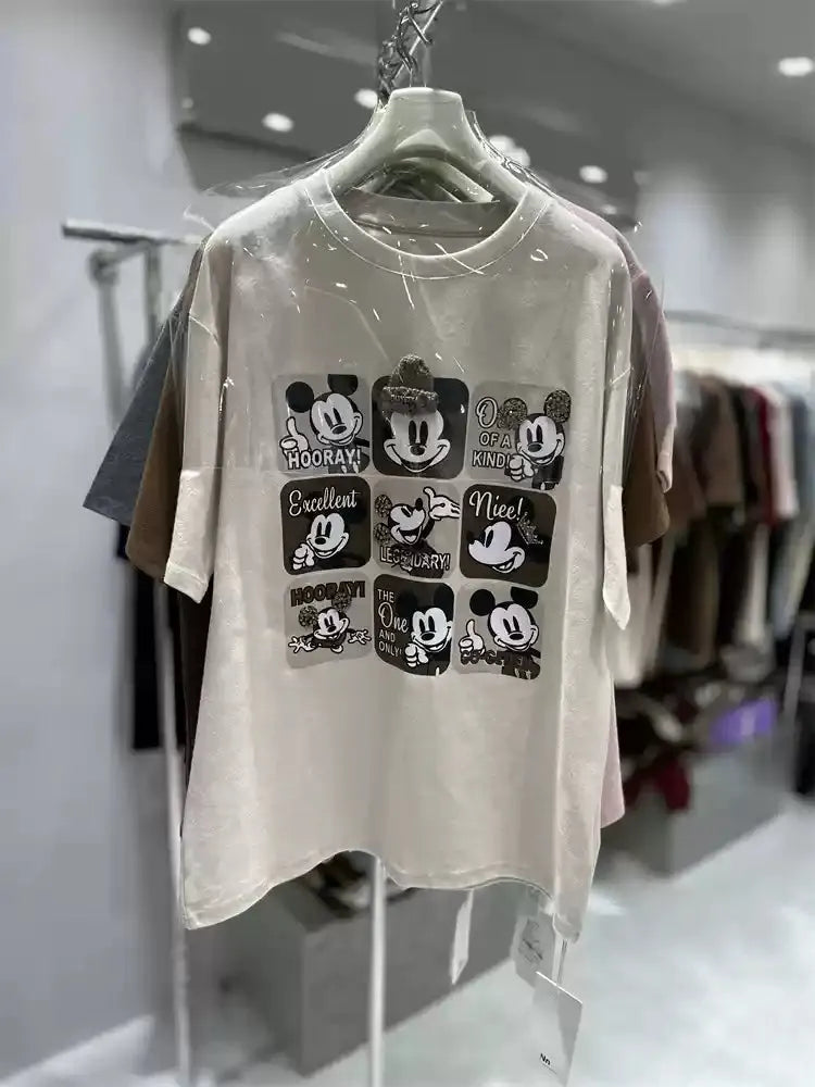 VINESU Nine-grid Heavy Three-dimensional Pattern T-shirt
