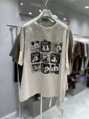 VINESU Nine-grid Heavy Three-dimensional Pattern T-shirt