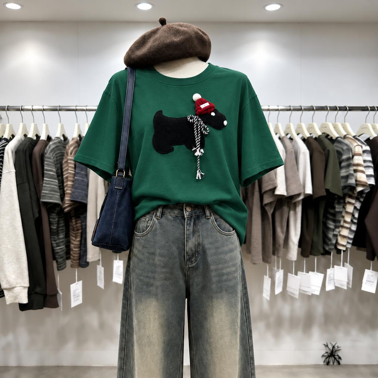 3D Dog Appliqué T-Shirt | Handmade Textured Statement Tee