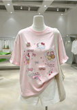 A254 - Kawaii Hello Kitty Graphic Tee | 220G Cotton Oversized Y2K Cute Cartoon T-Shirt Women Streetwear