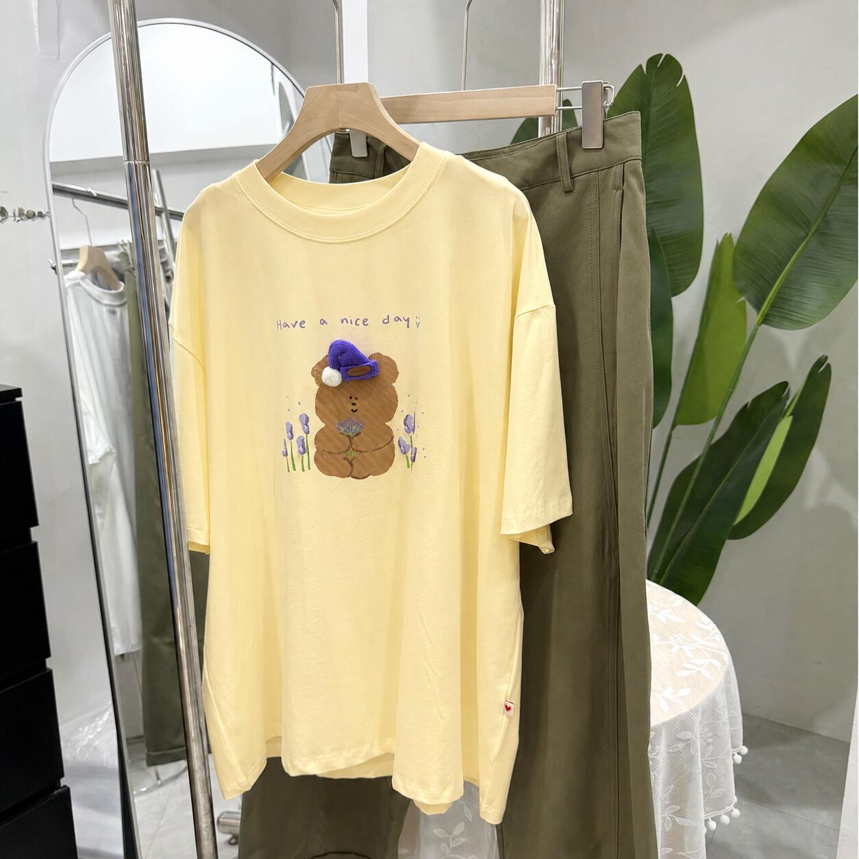 Handmade Teddy Bear Tee – 3D Knit Hat & Beaded Cotton T-Shirt