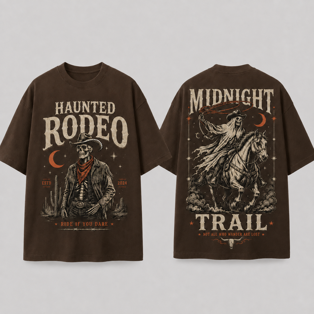 Western Gothic Graphic T-Shirt 230G Heavy Cotton Tee with Handmade Rhinestone Detail