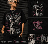 Chaos Angel Front & Back Graphic T-Shirt – 230G Heavyweight Cotton Oversized Grunge Tee