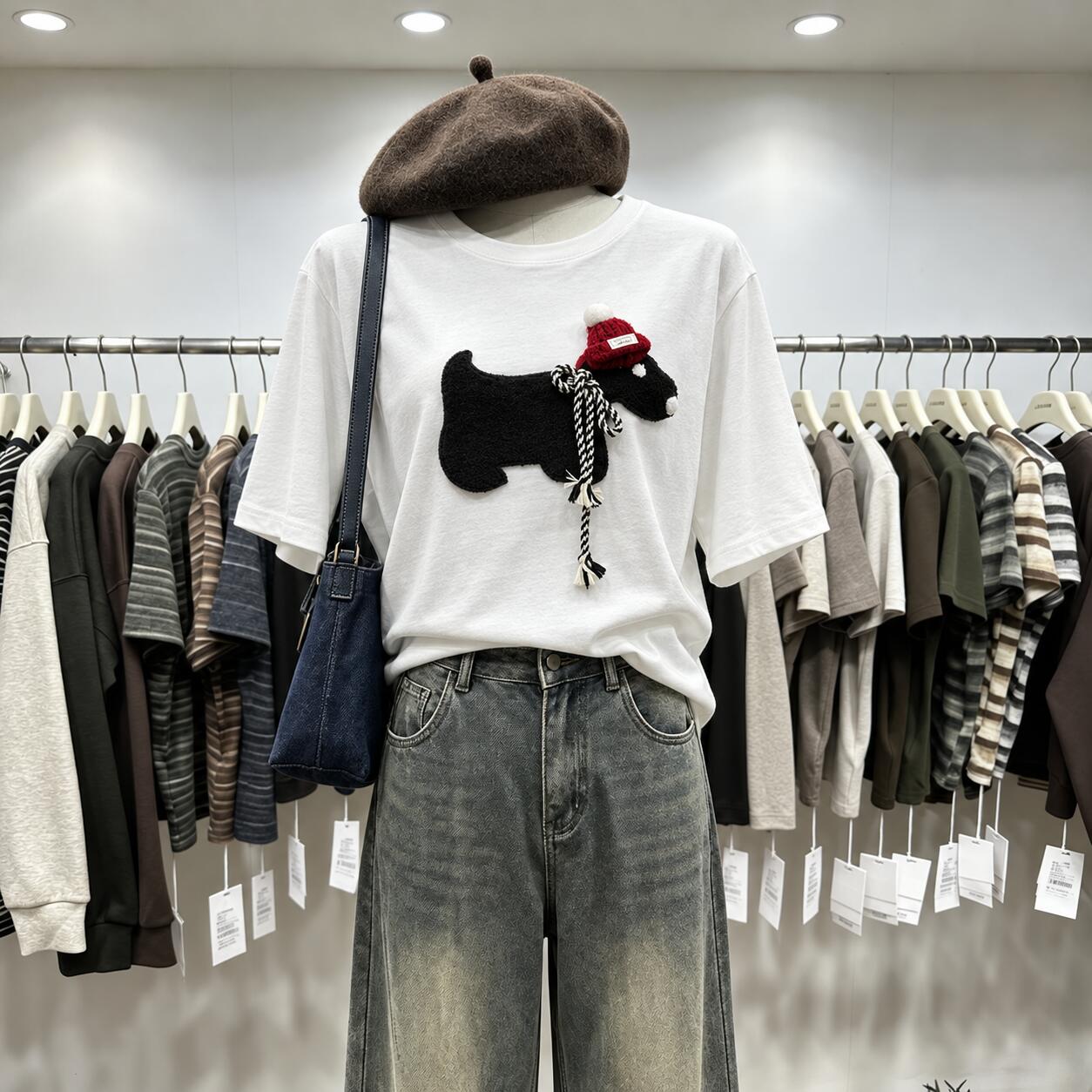3D Dog Appliqué T-Shirt | Handmade Textured Statement Tee