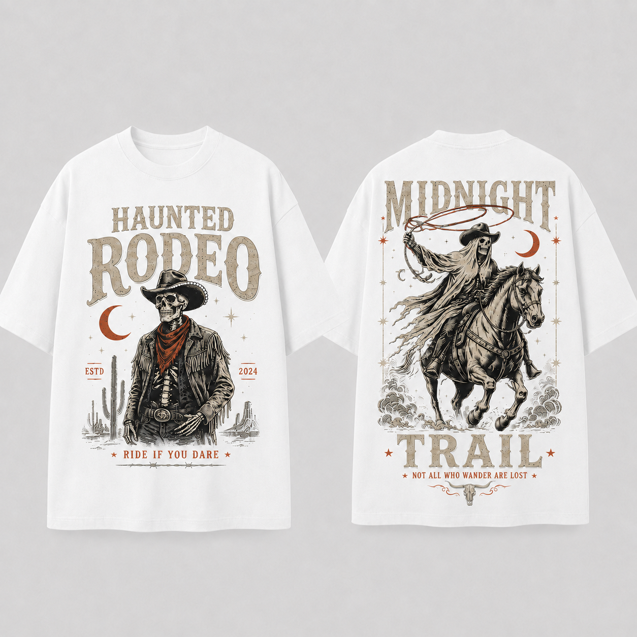 Western Gothic Graphic T-Shirt 230G Heavy Cotton Tee with Handmade Rhinestone Detail