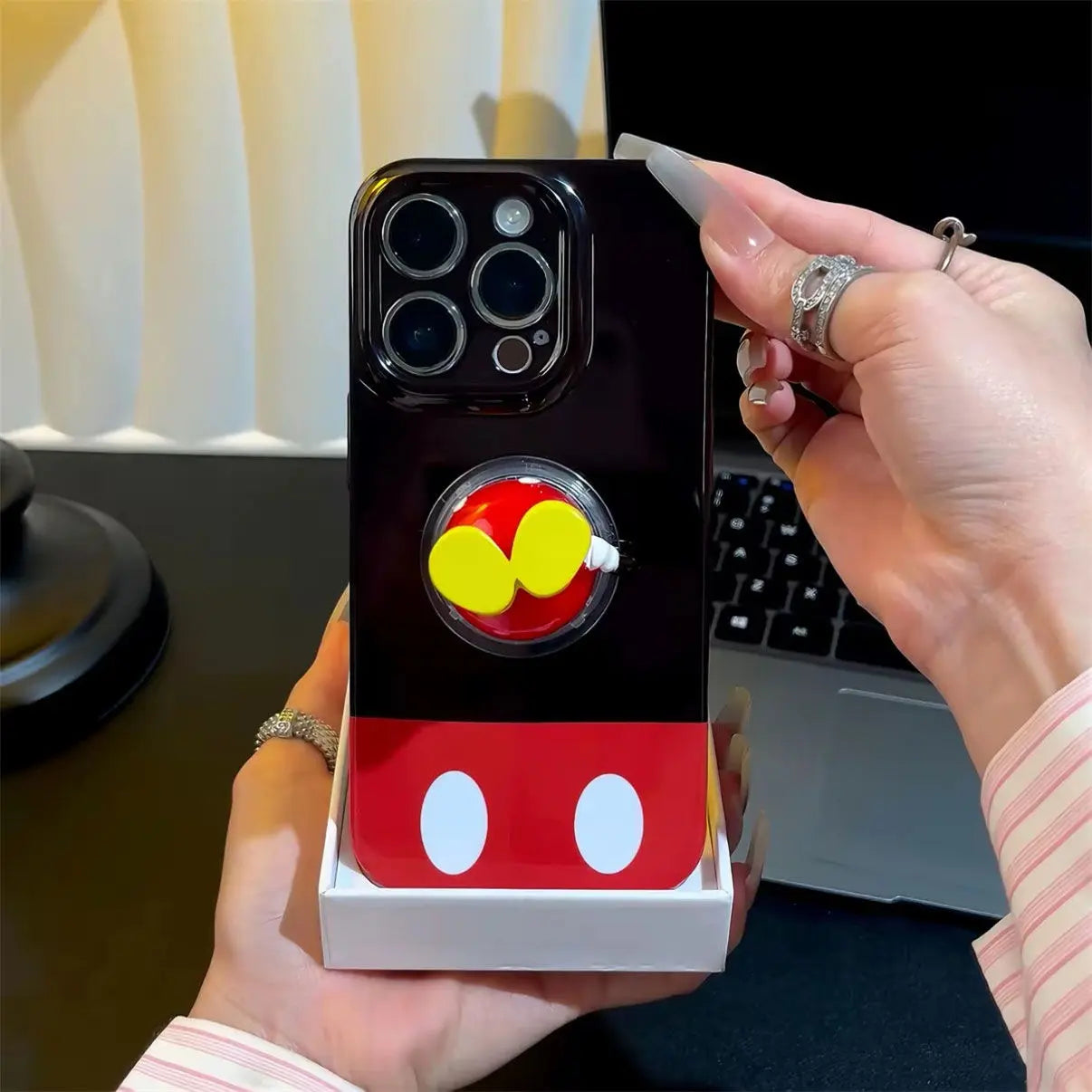Fun Pick🎯 Color - Block Mickey Cases + “Butt” Stand—Cute & Playful