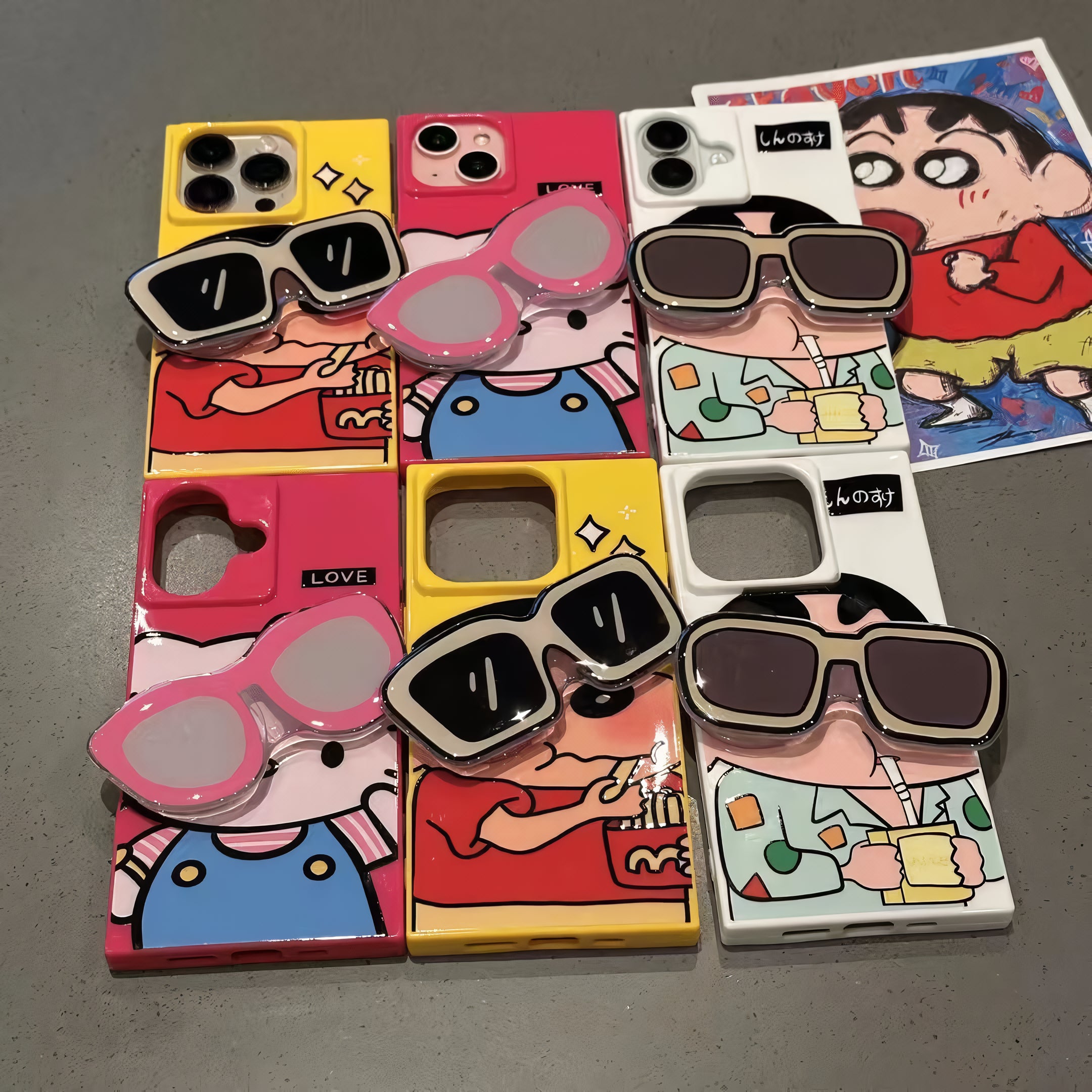 Soft Case Lovers Rejoice🔥 Crayon Shin-chan Glasses Stand Cases—Squishy, Shockproof & Cool