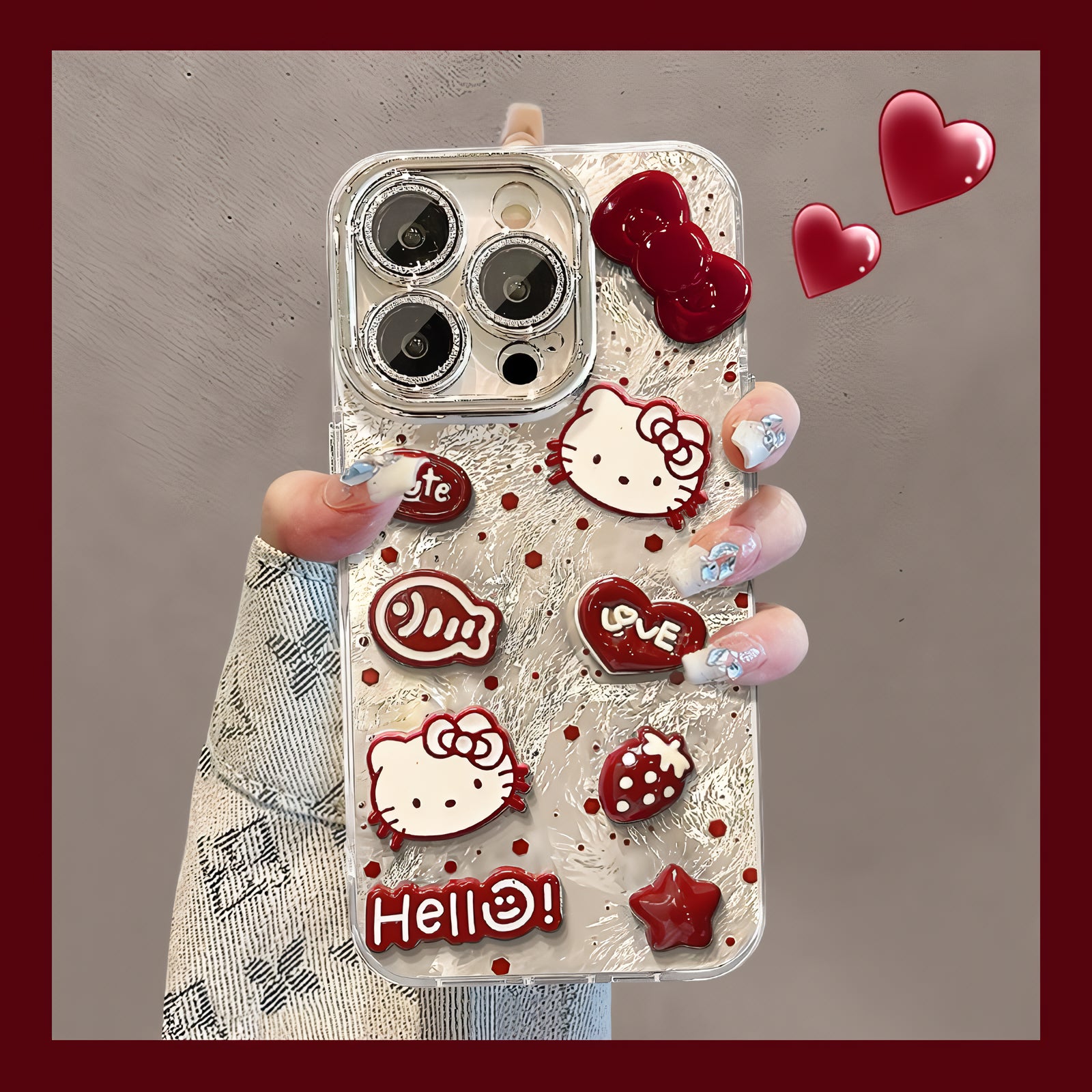 Girly - Heart Harvester🎀 Hello Kitty Red Cases—Sweet 3D Bits