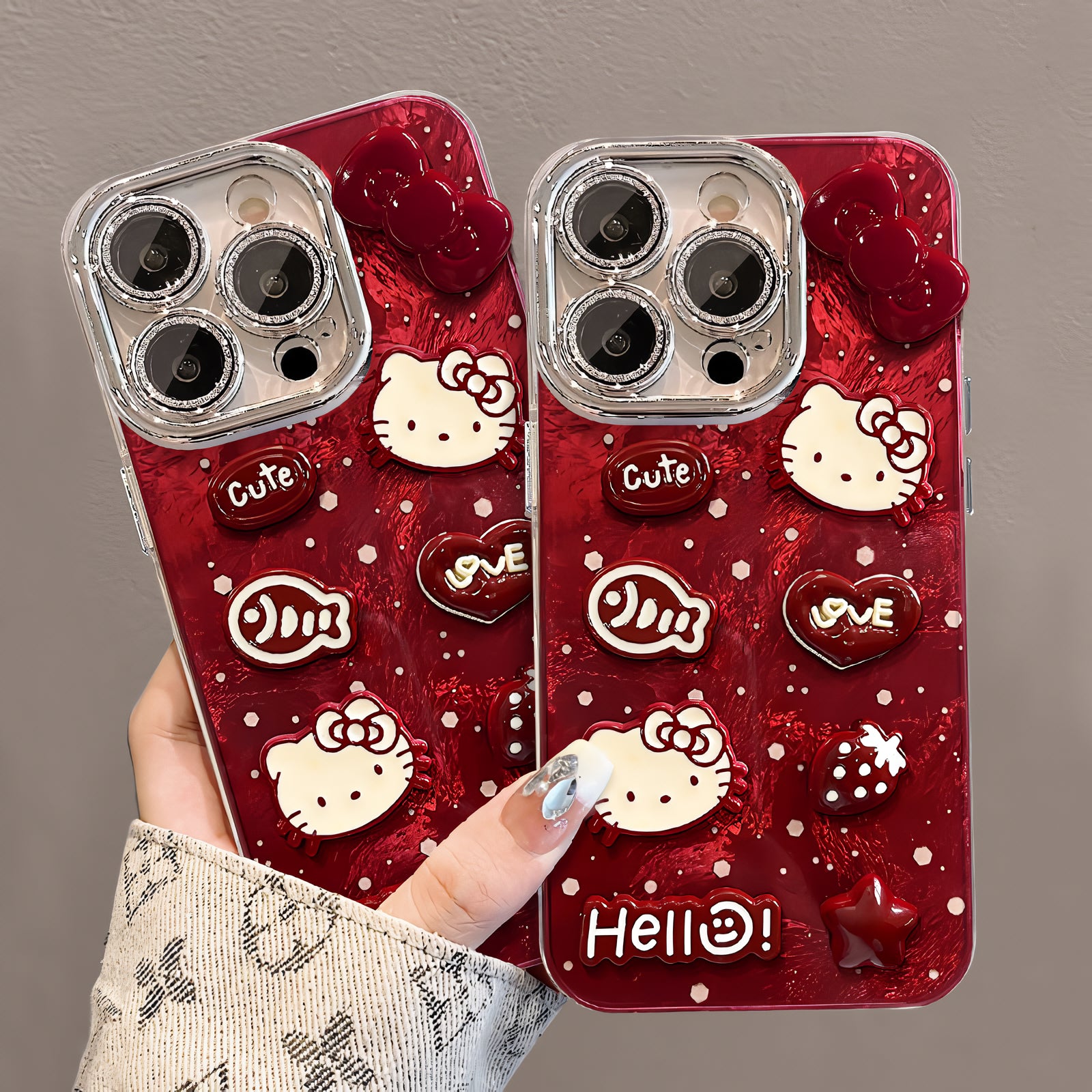 Girly - Heart Harvester🎀 Hello Kitty Red Cases—Sweet 3D Bits