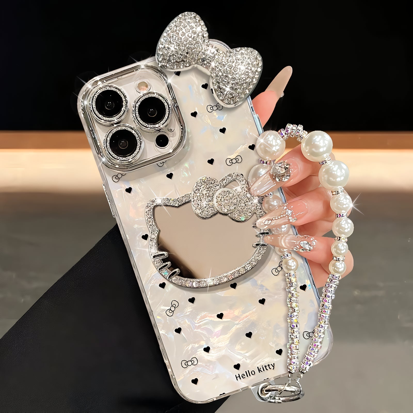 Scream - Worthy💎 Hello Kitty Rhinestone Case—Mirror & Chain In One