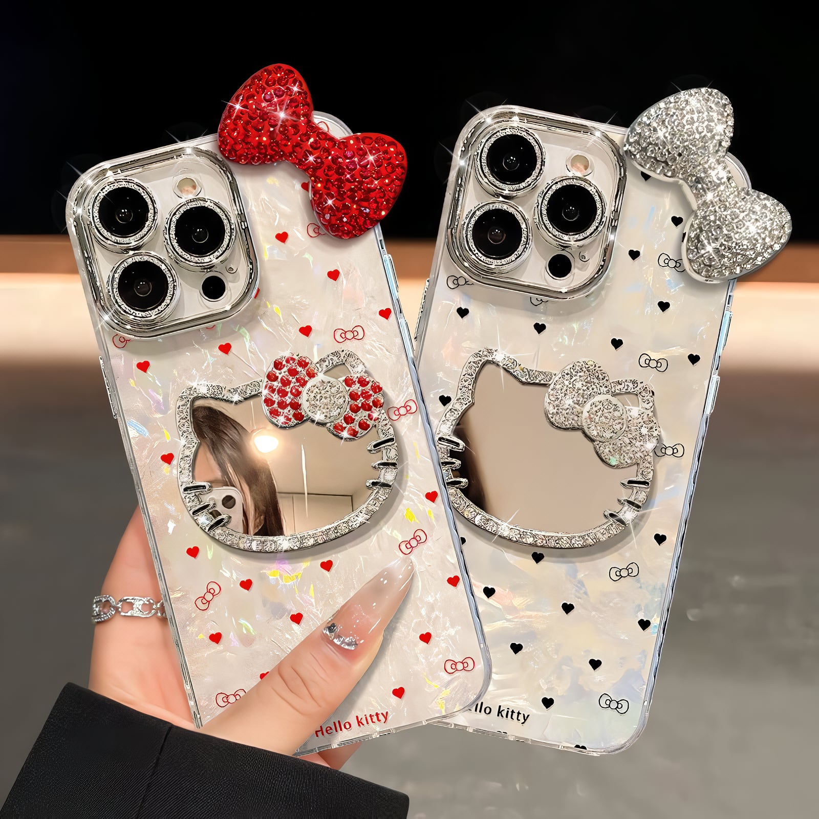 Scream - Worthy💎 Hello Kitty Rhinestone Case—Mirror & Chain In One