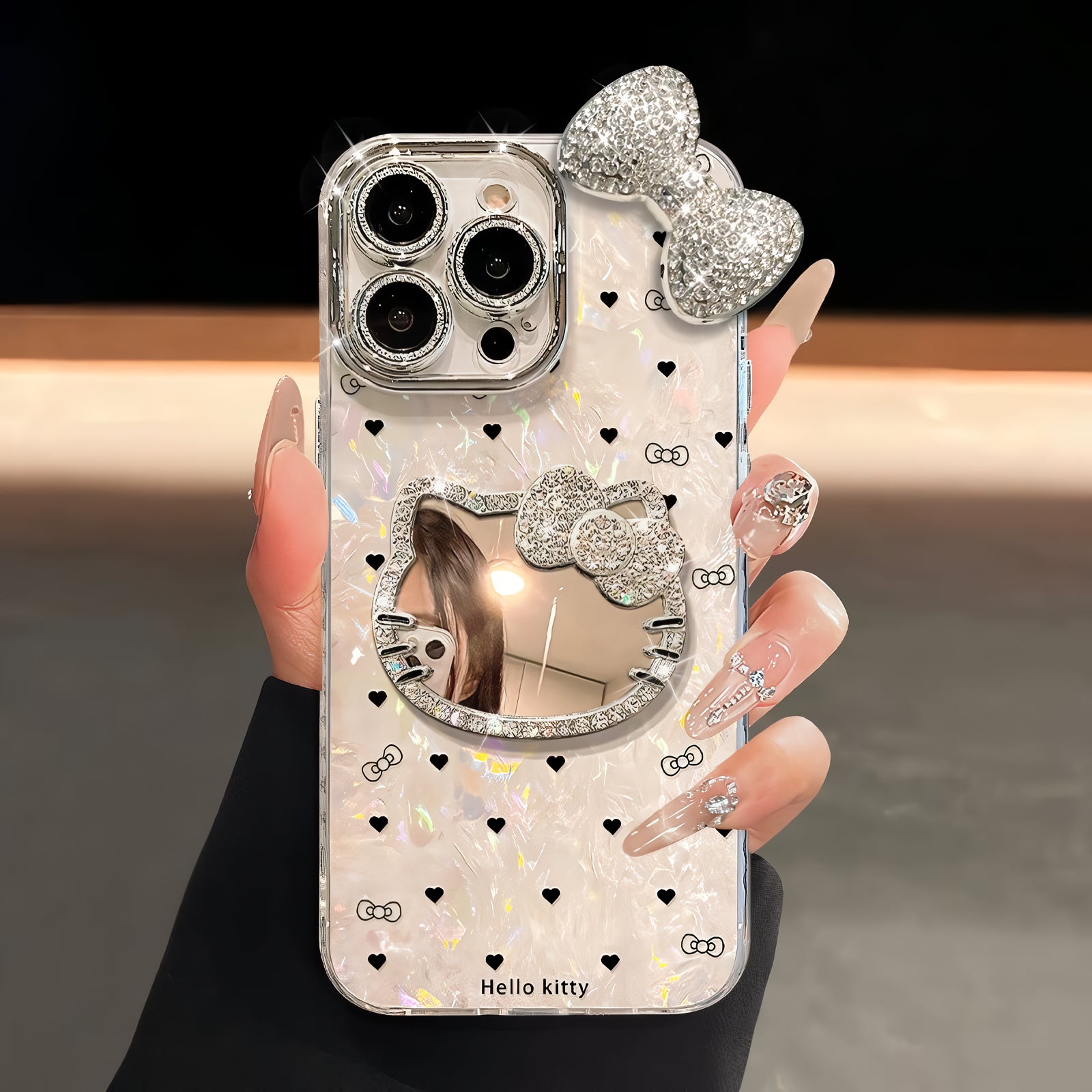 Scream - Worthy💎 Hello Kitty Rhinestone Case—Mirror & Chain In One