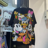 A198 - Luxury Heavyweight 320g Cotton Graphic Tee - Rhinestone Mickey & Friends Streetwear T-Shirt with Double-Sided Print