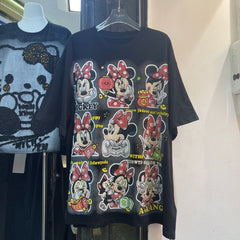 A209 -9 Panel Minnie "Bling" Double-Sided Tee - 320g Ultra-Heavyweight Cotton - Premium Rhinestone Character Streetwear