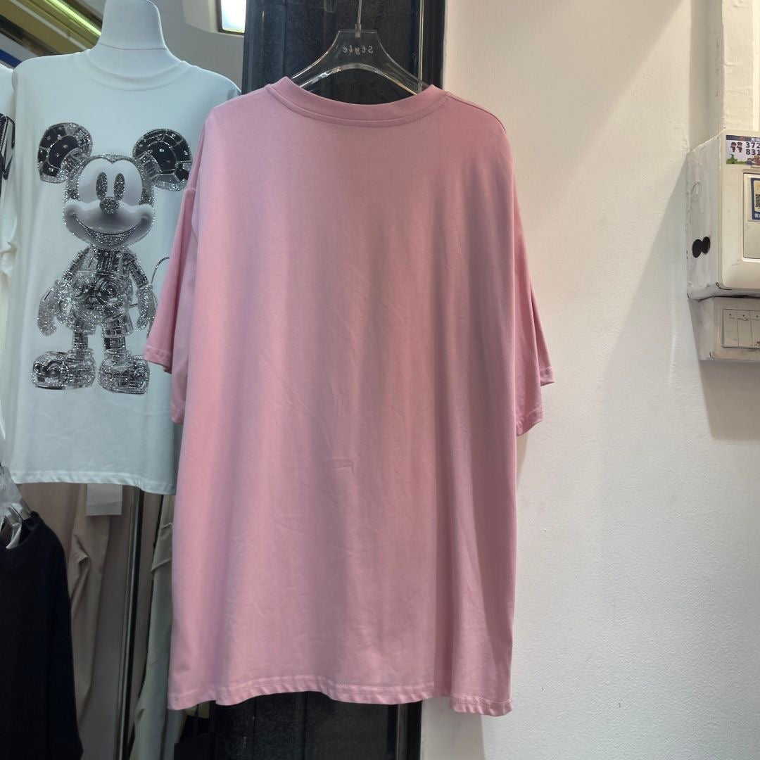 A211 - Minnie Mouse Y2K Sparkle Oversized Tee - 320g Heavyweight Cotton - Luxury Rhinestone Double-Sided Streetwear Shirt