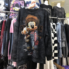R24 - Vintage Teddy Hug Rhinestone Oversized Sweatshirt – Washed Graphic Pullover