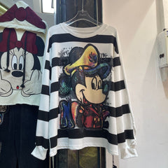 R26 - Mickey Double-Sided Sequin Embroidered Striped Sweatshirt