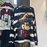 R26 - Mickey Double-Sided Sequin Embroidered Striped Long Sleeve T-Shirt